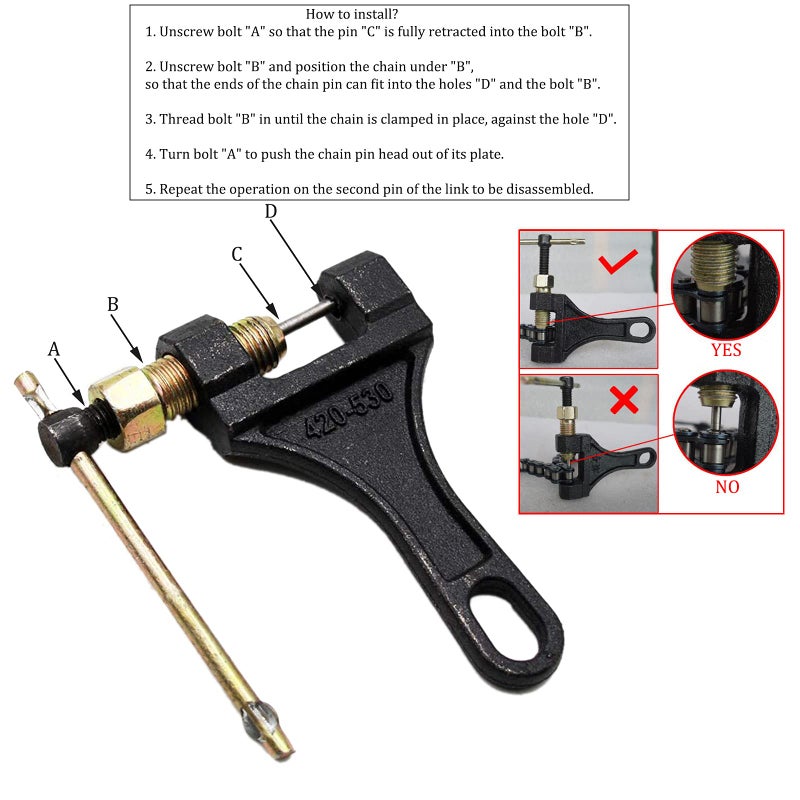 PRO BAT 420 428 520 525 530 Heavy Duty CChain Spliter Cutter Breaker Link Remover Tool Motorcycle Dirt Bike - Image 2